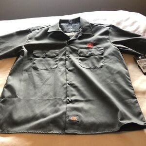 Dickies gray button short sleeve shirt. New Belgium Brewing